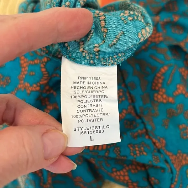 Lily Star beautiful vibrant teal & orange wrap back tank top w/ orange ties - Image 12