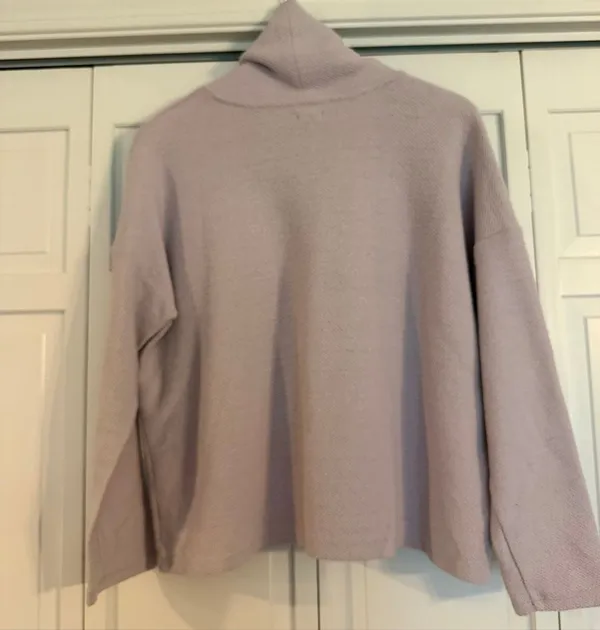 Aerie lavender cowl neck waffle knit sweater size small - Image 5
