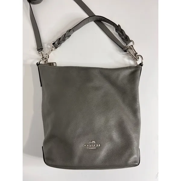 Coach Abby Duffle Gray Pebble Leather Shoulder Crossbody Bag - Image 10