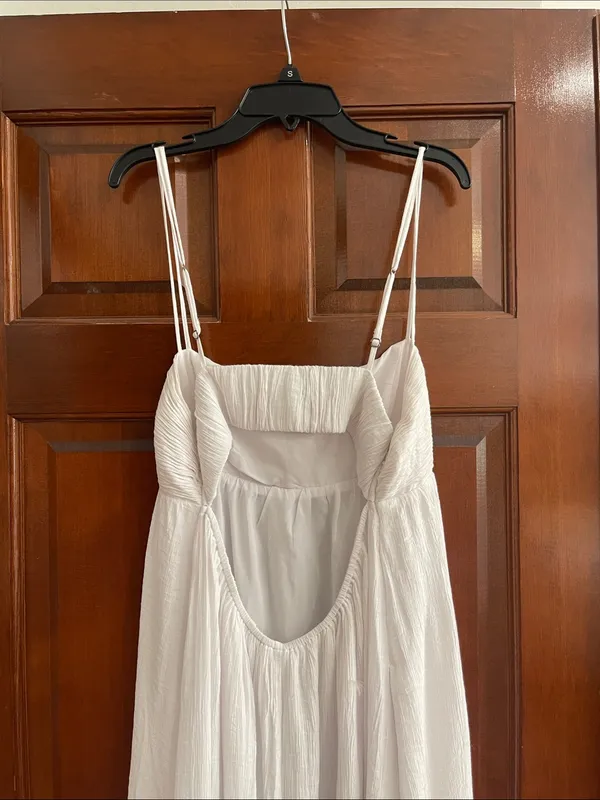 Abercrombie & Fitch White Textured Maxi Dress Large Tall - Image 3