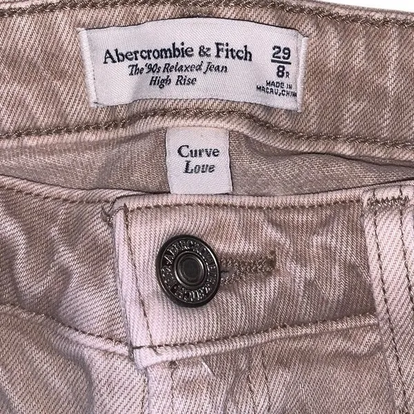 Abercrombie & Fitch Relaxed Jeans 29 8R Tan‎ Curve Love 90s High Rise Retro - Image 2