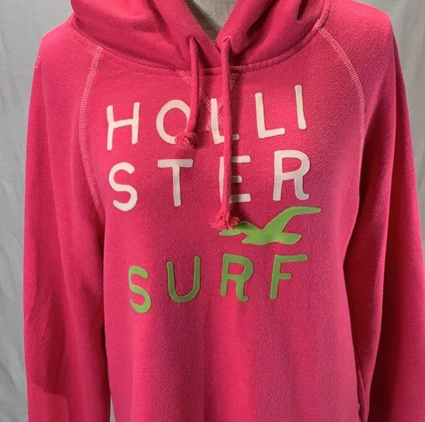 Hollister Pink Surf Pullover Hoodie Size Medium - Image 2