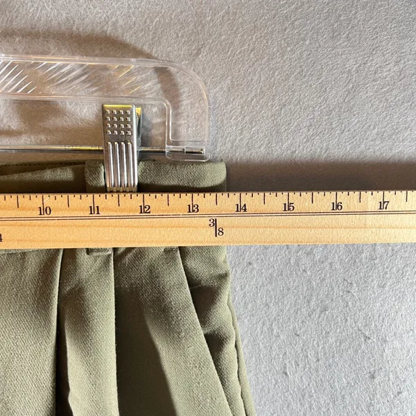745 | Abercrombie & Fitch Sloane Pleated Wide Leg Trousers Olive Green Womens 4R - Image 3