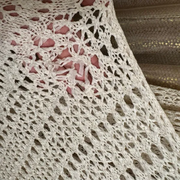 American Eagle Ivory Boho Grunge Knit Crochet Long Cardigan Duster XL - Image 5