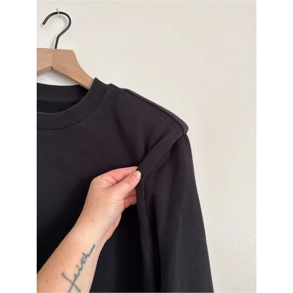 Pistola Kirsten Shoulder Pad Crewneck Sweatshirt Black S - Image 2