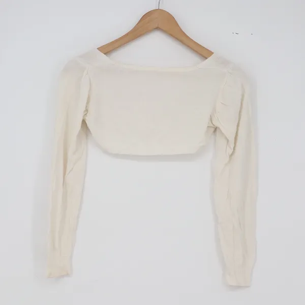 Unbranded Shrug Womens XS Cropped Bolero Off-White Puff Sleeve Excellent - Image 2