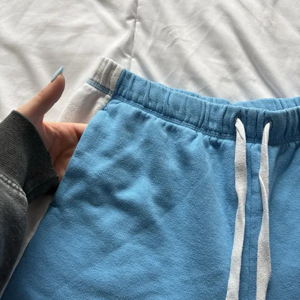 VS PINK Boyfriend Sweat‎ Shorts Womens Size Medium Blue White Pockets Active - Image 3