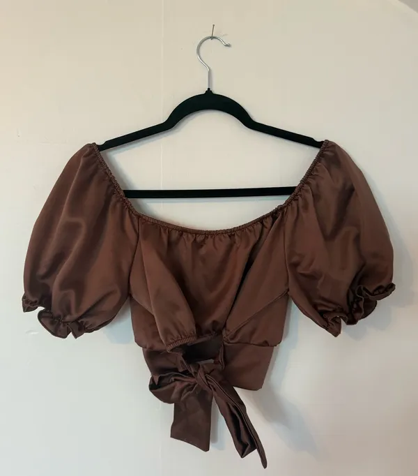 Altar'd State Brown Satin Crop Top - Image 2