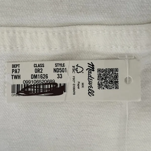NWT Madewell The Perfect‎ Vintage Jeans in Tile White ND501 - Image 12