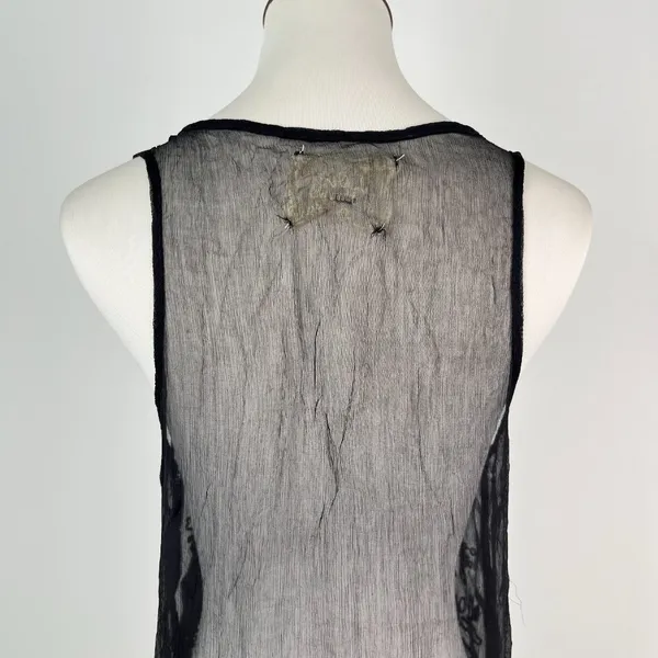 NWOT Johnny Was Silk Black Sheer Floral Embroidered Lace Tank Top Sz S - Image 6