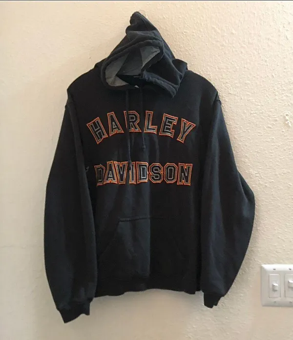 Port Authority Custom One of a kind Harley Davidson black orange baggy fit hoodie sweatshirt long sleeve biker motorcycle - Image 8