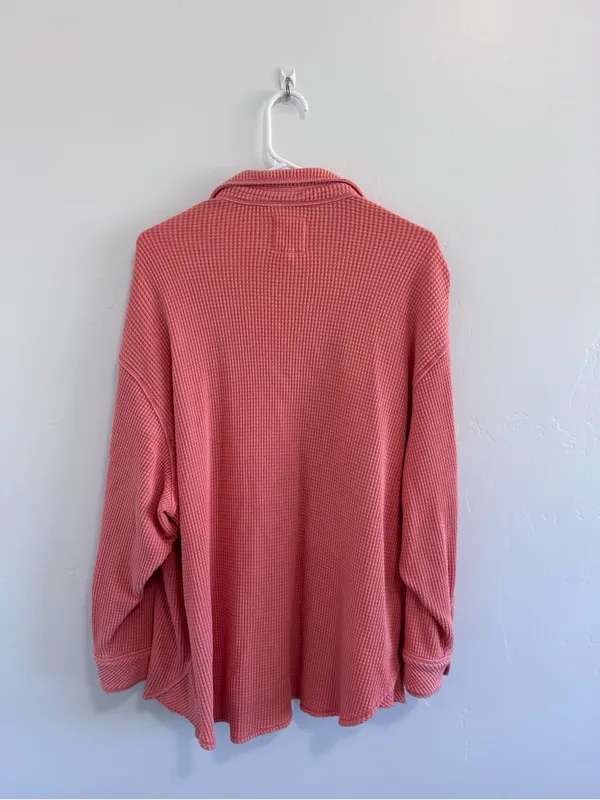 Aerie LumberJane Waffle Shirt Oversized in Coral - Image 4
