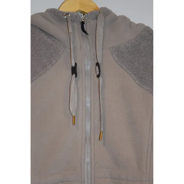 Kookaburra UGG Women's‎ Cozy Fleece Coat Hooded Zip Up Sherpa Trim Taupe Medium - Image 3
