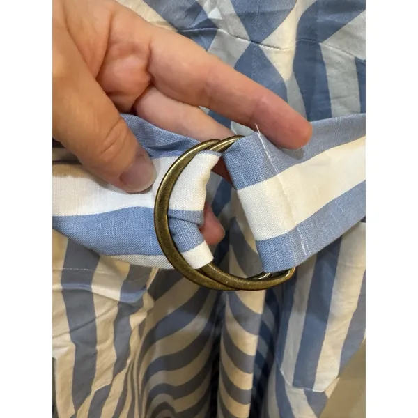 Kate‎ Spade Deck Blue White Stripe Linen Blend V Neck Midi Dress Size 6 Belted! - Image 6