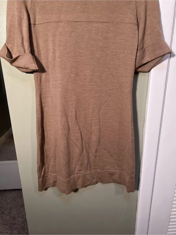 Banana Republic Women’s Size Small Short Sleeve Sweater Dress Tan Brown Buttons - Image 9