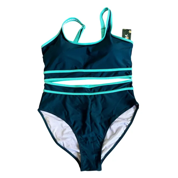 BMJL High Waist Cutout Teal Trim Swimsuit Women's‎ L New with Tags - Image 9
