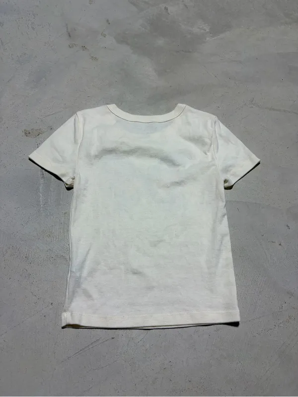 American Eagle Outfitters Cream cropped Tee with Yellow Butterfly XS - Image 7