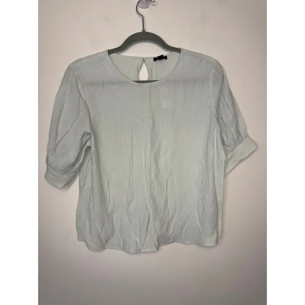 Ann Taylor Pale Seafoam Green Crewneck Cuff Tee Small Casual Top Blouse NEW - Image 2