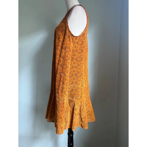 Maeve Anthropologie Lace Ruffle Hem Shift Dress 10 Boho dainty floral retro whim - Image 6