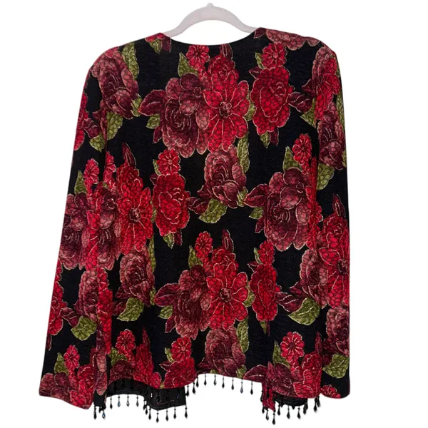 Dressbarn red floral open shirt jacket - Image 2