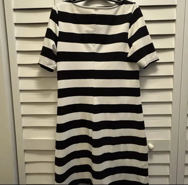 Old Navy Dress Large Black White Stripe Nautical French Coastal Grandma Chic Y2K - Image 8