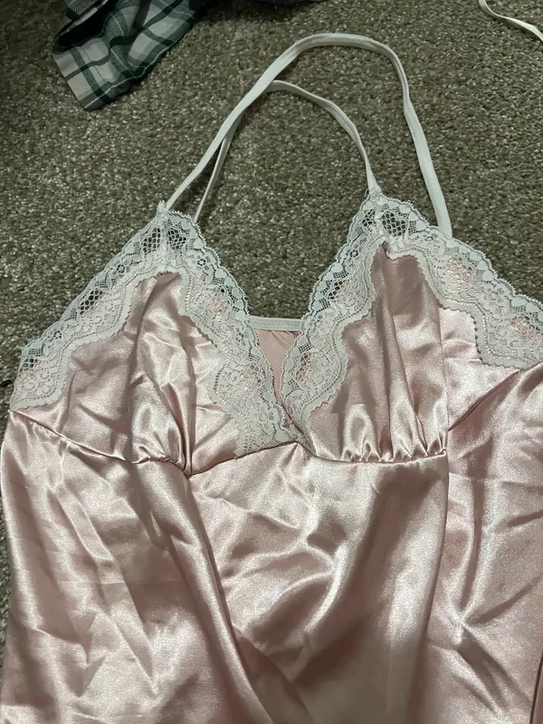 Silky nightgown with a slit Pink Size none - Image 3