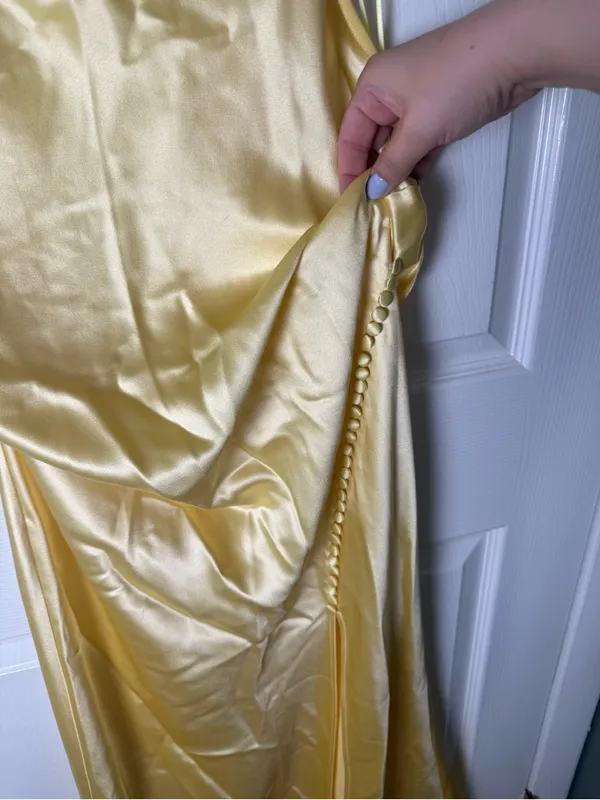 Sau Lee Penelope Backless Satin Gown in Popcorn Yellow 10 - Image 11
