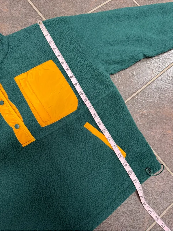 Wilo The Label Cozy Cosy Fleece Pullover Sweatshirt Teal/Marigold Green XS - Image 13