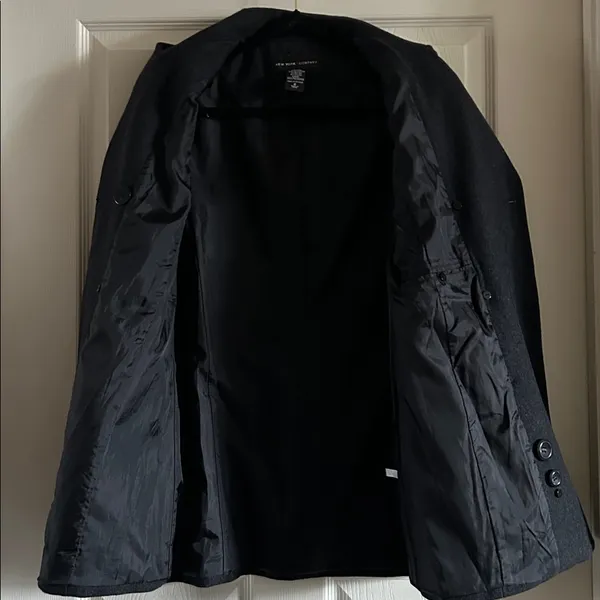 New York & Co Fall Gray Wool Blend Pea Coat Jacket Sz 6 Dark Academia Preppy - Image 11