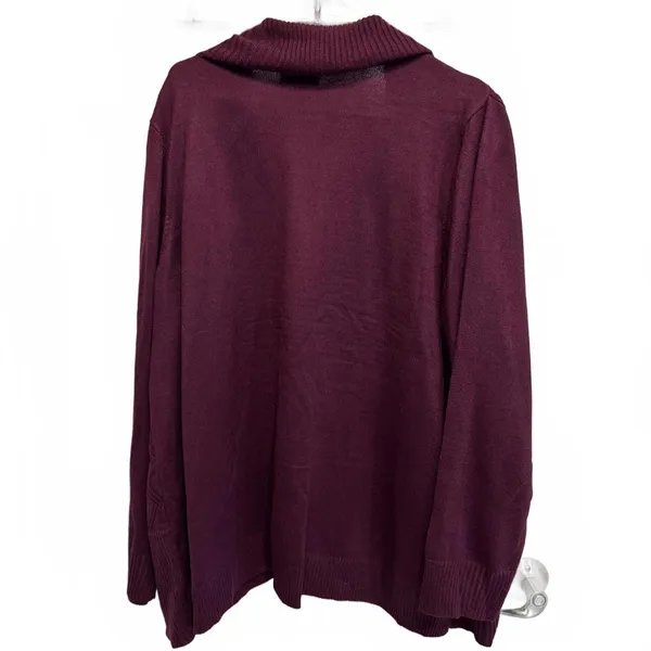Croft & Barrow Maroon Double Layer Knit Cardigan Sweater Plus Size 2X - Image 2