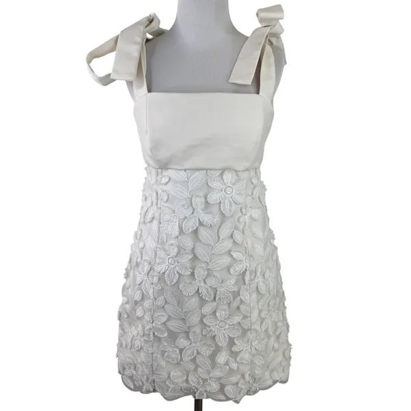 Alexis Elaina Revolve Floral 3D Applique Tie Bow Mini Dress Size Small - Image 2