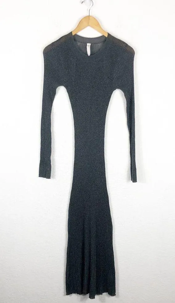 Daily Practice by Anthropologie Sheer Sparkle Sweater Midi Dress Medium Knit - Image 4