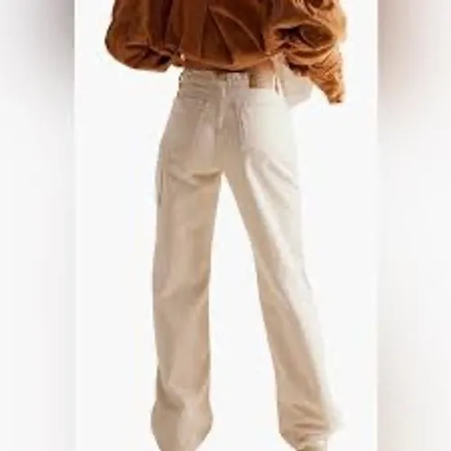 Free People We The Free Tinsley‎ Baggy Mid Rise Straight Leg Jeans Cream 33 NWOT - Image 2