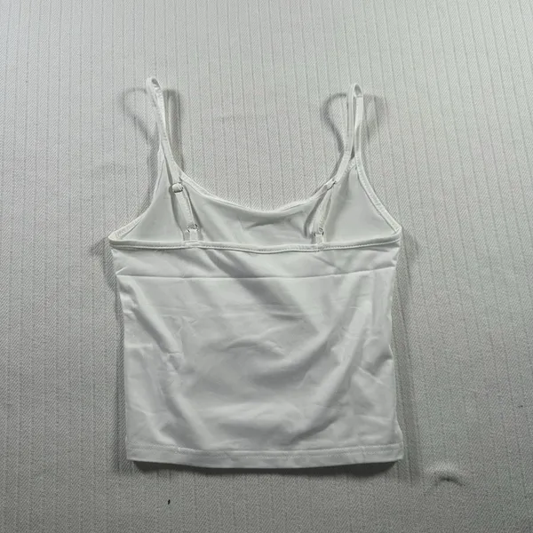 Women's Crop Cami Tank Top White Size XS Spaghetti Strap Scoop Neck Basic - Image 4