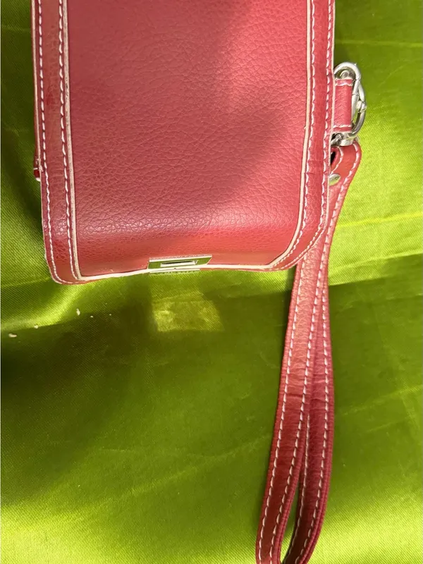 Furla Vituri Red Leather Wristlet with White Interior Imperfections - Image 6
