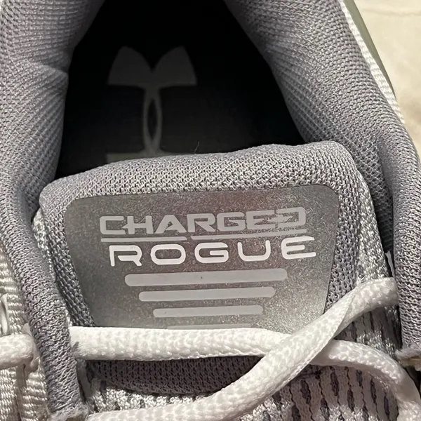 Under Armour Charged Rogue Running Sneakers Woman’s 10 White Gray - Image 2