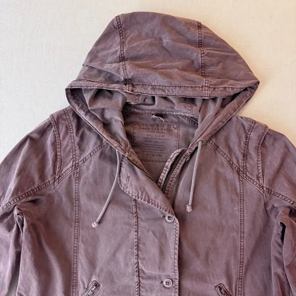 American Eagle Hooded Utility Field Jacket Womens XL Purple - Image 3