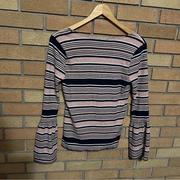 NWT Splendid Striped Flare Bell Sleeve Ribbed Knit Sweater Top Size Medium - Image 7