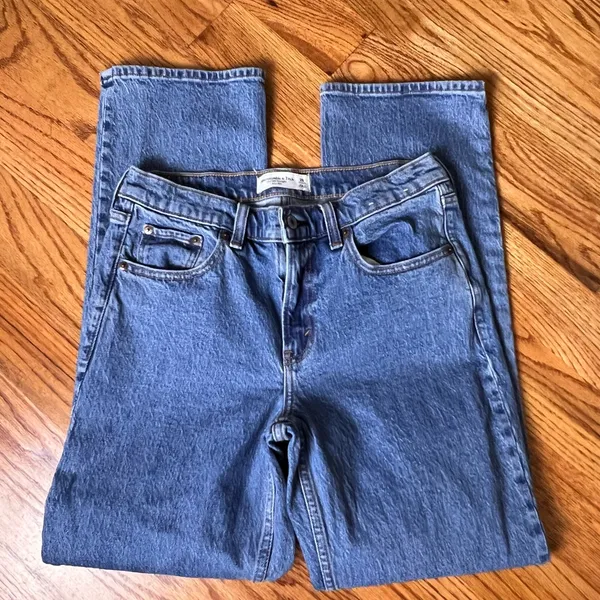Abercrombie & Fitch Blue Straight Leg Mid Rise Jeans - Image 3