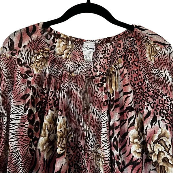 Mine USA Animal Floral Print Top Flare Sleeve Fairy Grunge Whimsigoth Size L - Image 3