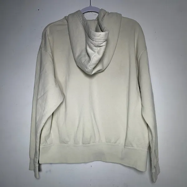 Nike Sportswear Essential Oversized Hoodie Cream Beige Embroidered Swoosh Medium - Image 2