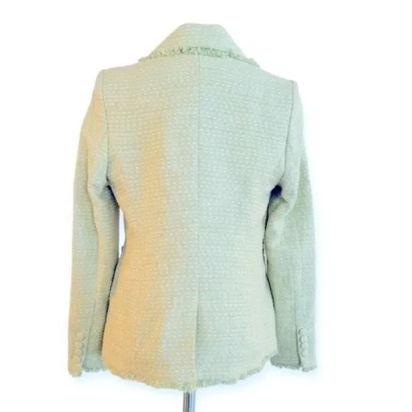 $259 NWT House of Harlow 1960 Pistachio Green Tweed Double-Breasted Blazer M - Image 3