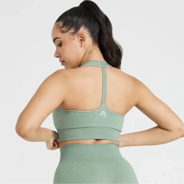 Oner Active classic 2.0 seamless v-neck bralette in sage marl Green- Size Large - Image 3