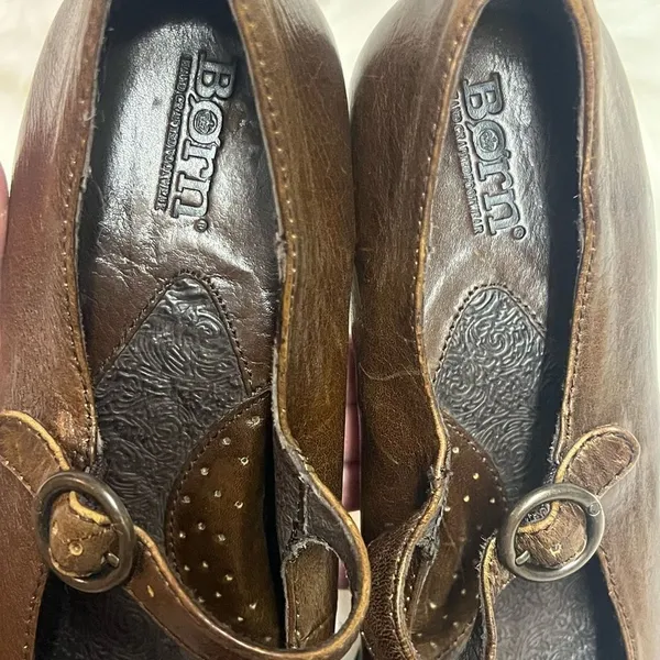 Hand Crafted Born Mary Jane Heeled Shoe Brown Genuine leather Size 9.5 Bin11 - Image 4
