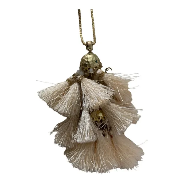Raven tassle necklace in cream dangle cute new long chain - Image 2