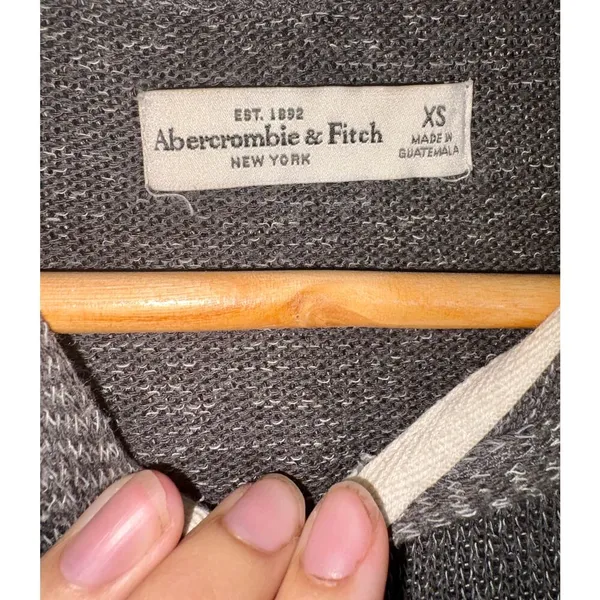 Abercrombie & Fitch Marled Gray Knit Zip Up Hooded Hoodie Sweatshirt Top Size XS - Image 4