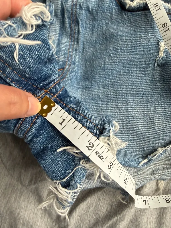 Abercrombie & Fitch The Mom Denim Shorts High Rise Distressed Blue 26 2 Beach - Image 9