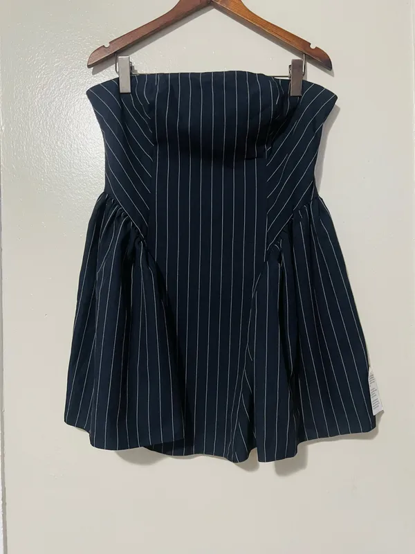 ASOS Pinstripe Bandeau Mini Dress - Size US 10 - Image 4