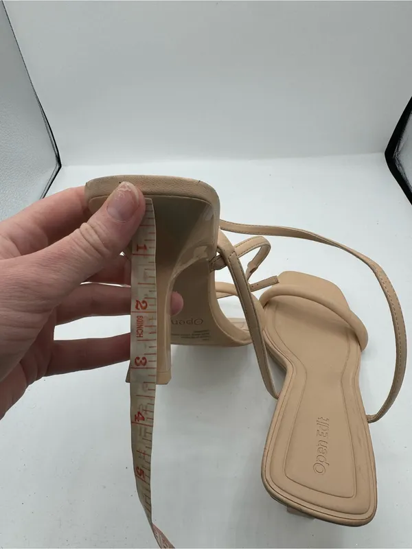 Open Edit Taytum Heel Sandals Womens 10 Nude Fair Ankle Strap Square Toe Minimal - Image 4