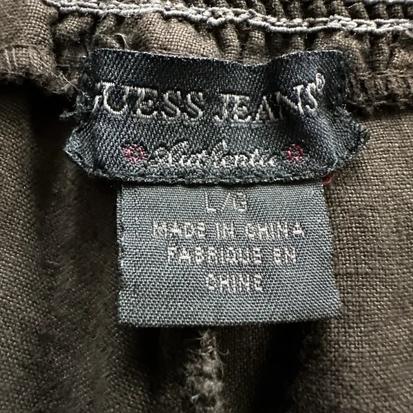VTG Guess Jeans Women's 100% Linen‎ Pants Large Y2K Boho Wide Leg Smocked Waist - Image 9